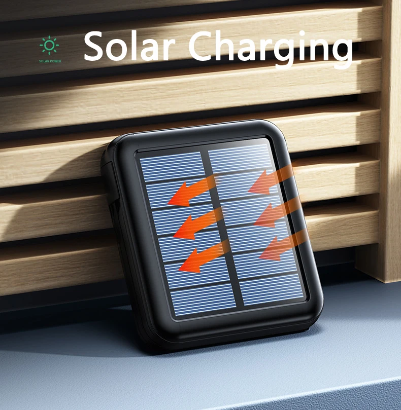 

20000mAh Portable Solar Wireless Power Bank USB C Charger Powerbank with LED Light for iPhone 16 Samsung Xiaomi External Battery