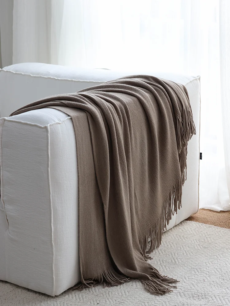 

Soft Knitted Decorative Blanket Nordic Style Color Wabi-Sabi Style Sofa Flag Sample Room Soft Decoration High-End Feeling