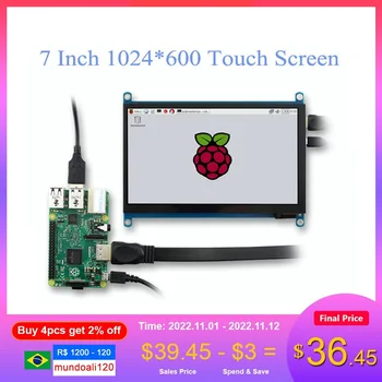 휴대용 울트라 HD 디스플레이, TFT LCD 터치 스크린 패널, 미니 PC HDMI 모니터, USB 드라이버 없음, 라즈베리 파이 지지대, 1024x600, 7 인치, 신제품 