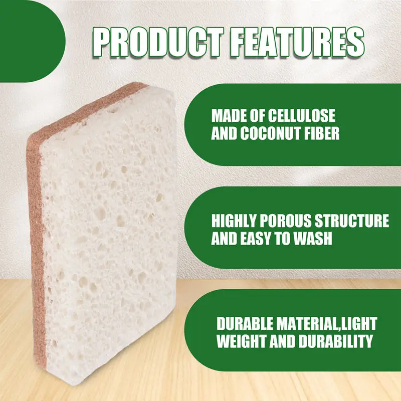 

Экологичные натуральные губки для посуды, упаковка из 12 штук — биоразлагаемая кухонная губка с компостируемым кокосовым скруббером-AT35