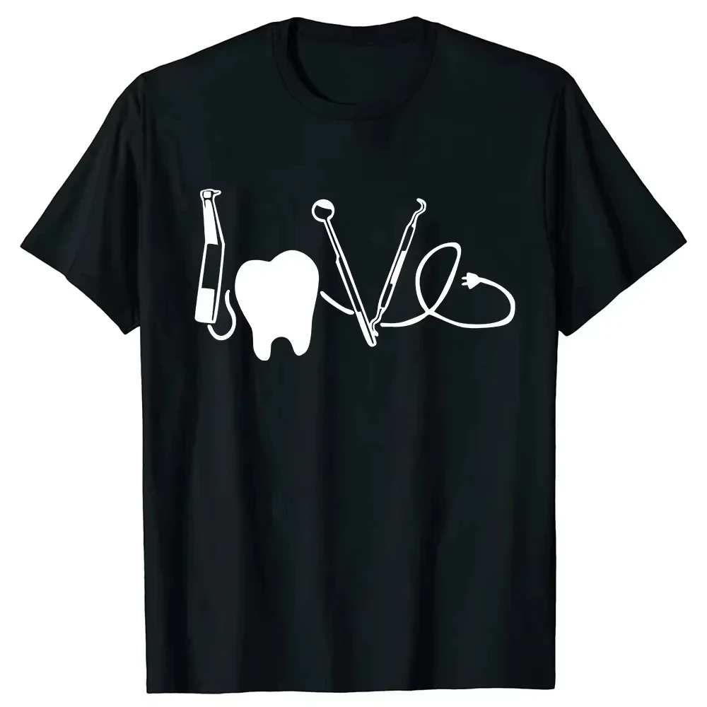 Heartbeat Dentist Dental Assistant Graphic Tee Unisex Harajuku Short Sleeve Summer Casual Medical Worker Daily Streetwear Tops