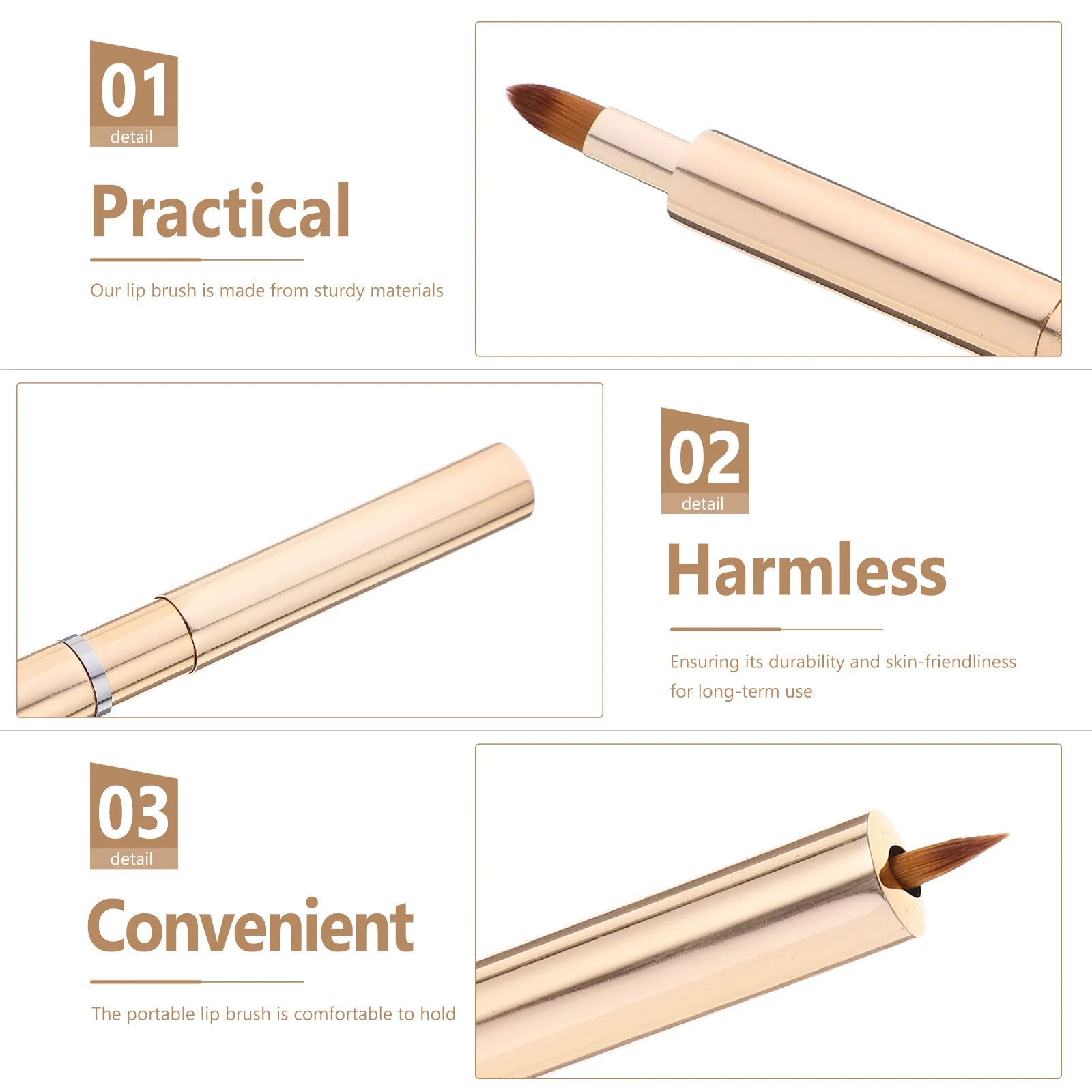 Pennello per labbra da viaggio Applicatore per rossetto durevole Strumento per trucco portatile per donna Accessorio versatile Pennello per labbra