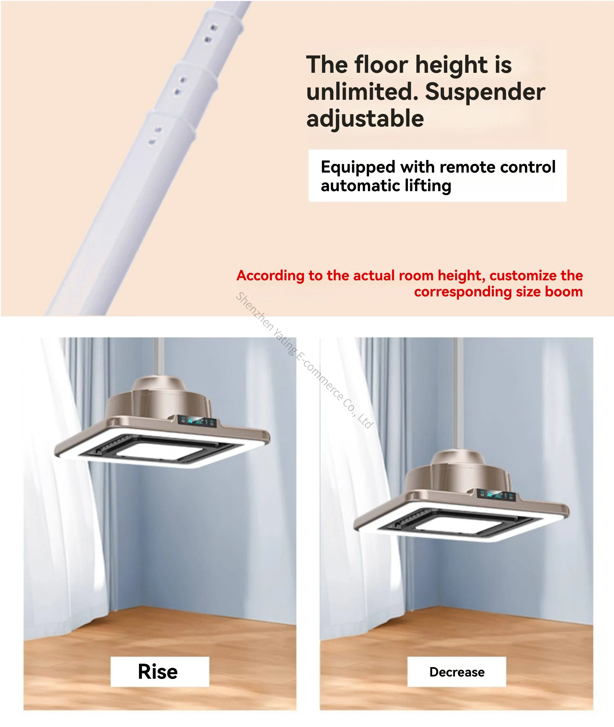 Mahjong Table Air Purifying & Smoke-Filtering Exhaust Unit (220V) – Card Room Smoke-Extraction Light / Height-Adjustable Light