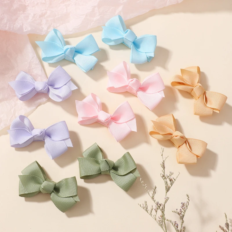 16 قطعة/المجموعة لطيف الملونة الشريط فيونكات شعر مقاطع للطفل الفتيات اليدوية Bowknot دبوس الشعر المشابك أغطية الرأس إكسسوارات الشعر
