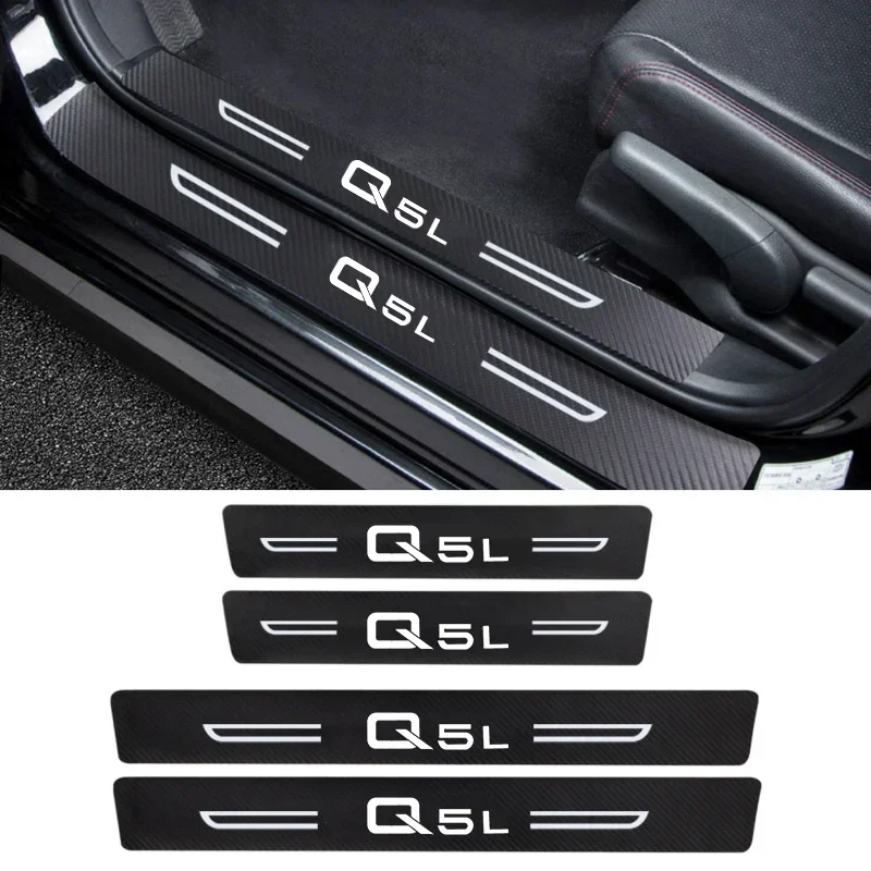 Car Door Threshold Anti Scratch Waterproof Sill Sticker For Audi Q5L Logo Interior Anti‑Kick Stickers Auto Decor Accessories