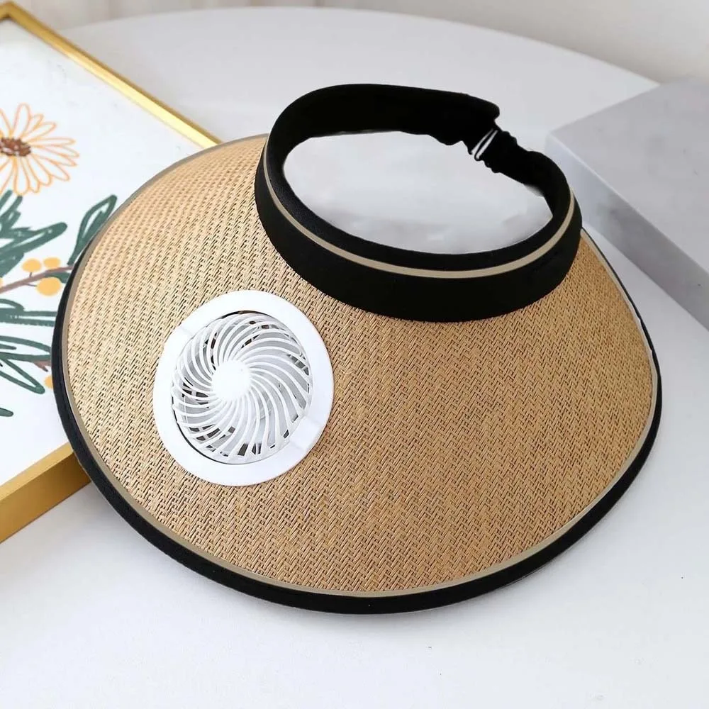 Portable Rechargeable Fan Hat Long-lasting Adjustable Empty Top Fan Hat Solid Color Lightweight Parent-Child Visor Cap Outdoor