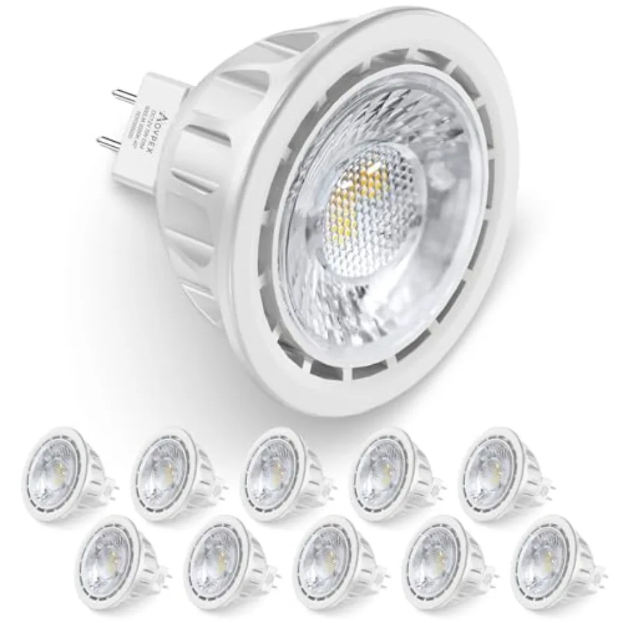 

Набор из 10 диммируемых светодиодных ламп MR16, 12В, 5Вт (эквивалент 50Вт), 3000К, цоколь GU5.3 Bi-Pin, угол рассеивания 40 градусов, для внутреннего/наружного ландшафтного освещения