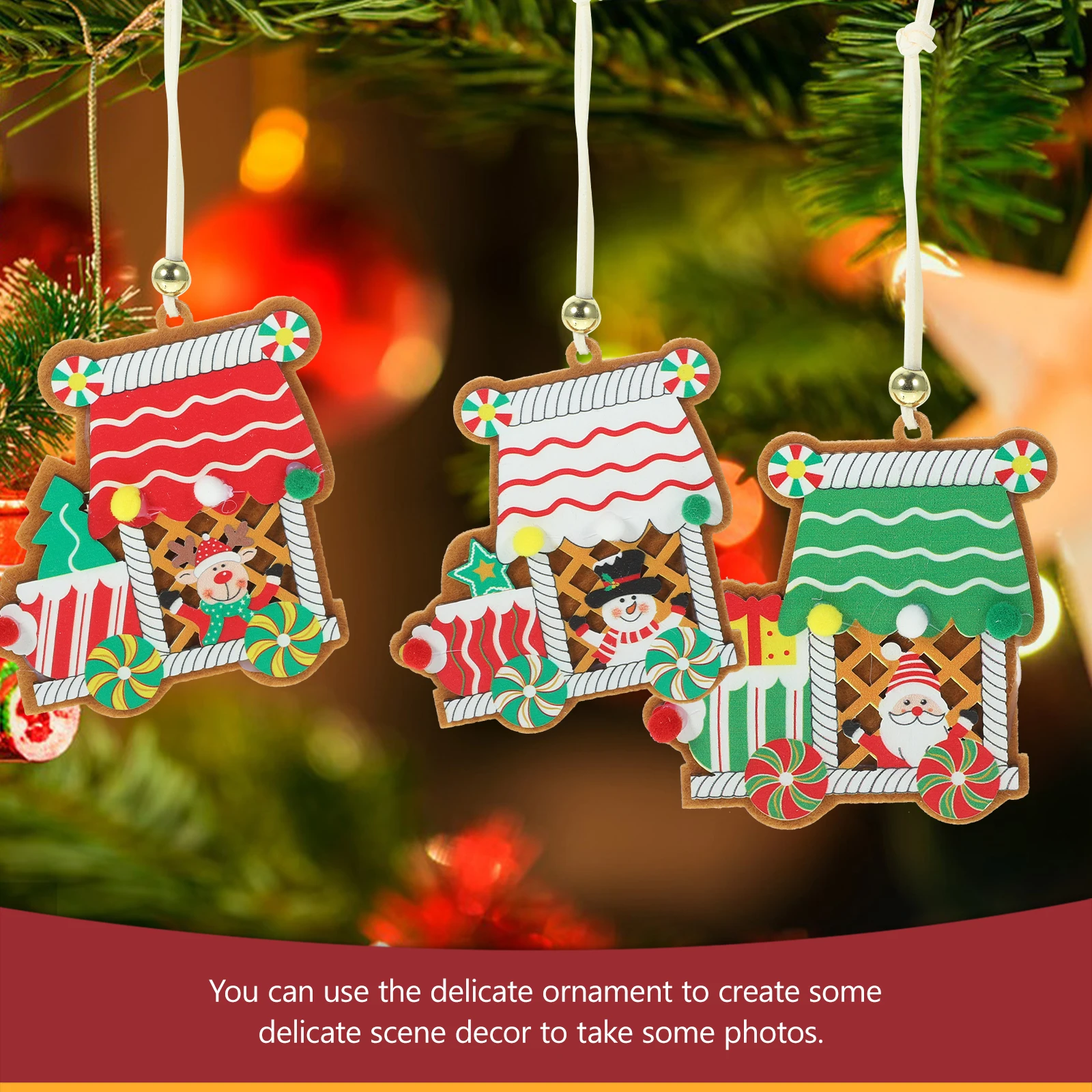 

3Pcs Xmas Hanging House Wooden Ornaments Christmas Tree Decor Hanging Pendant Party Decoration Xmas Party Decorations