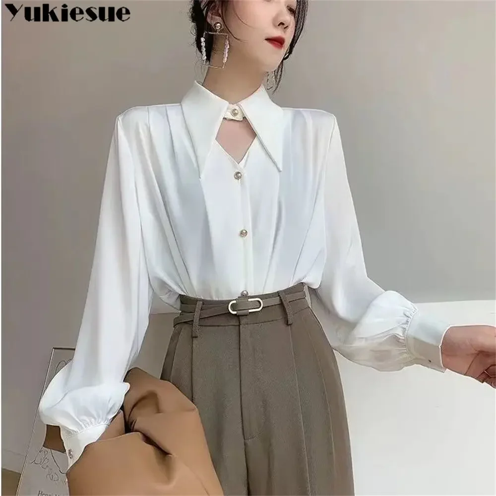 Woman Shirts 2023 Ladies Breasted OL Office Thin Blouses Tops Long Sleeve Commuting Women\'s Shirt Tops and blouses for women