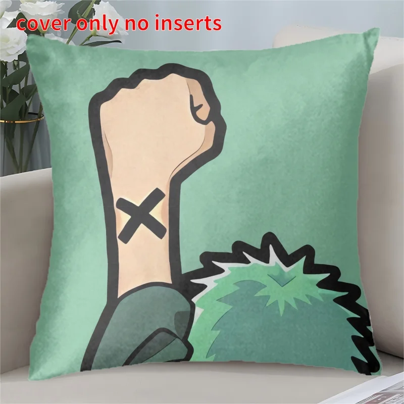 1pc Anime Green Hair Fist Pillow Cover, Polyester 2D Double-Sided Print, Cool Cartoon Character Art, Anime Fan Home & Car Decor