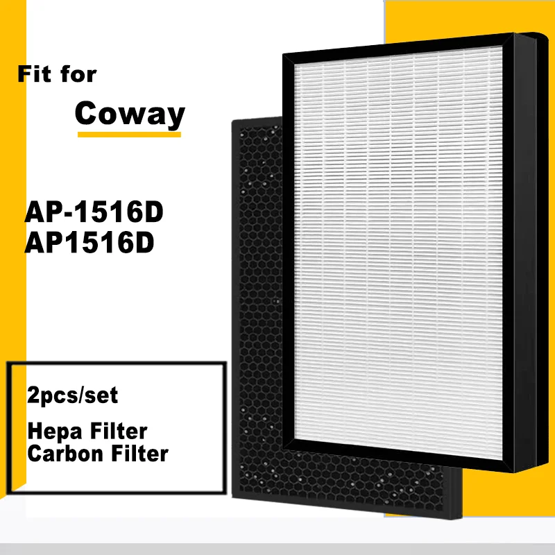 Replacement HEPA Filter and Activated Carbon Deodorizing Filter For Coway Air Purifier Storm AP-1516D AP1516D