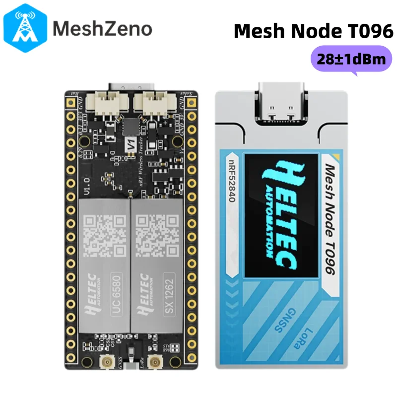 Heltec Mesh Node T096 nRF52840 GPS Meshtastic LoRa Node 28±1dBm Bluetooth 863 928MHz Compatible With MeshCore and LoRaWAN