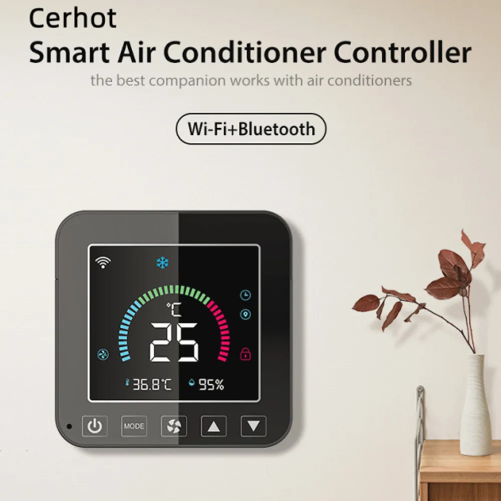 Cerhot Tuya WiFi Wireless Smart Switch Thermostat Air Conditioner IR Temperature Humidity Infrared Controller USB Power LCDTouch