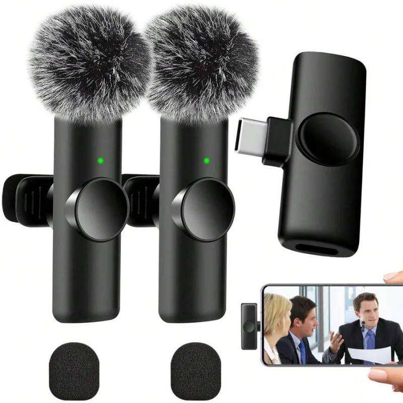 

Wireless Lavalier Microphone Portable Noise Reduction Mini Microphone Audio Video Live Interview Recording For iPhone Mic
