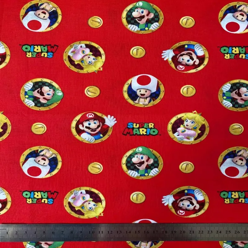 Half Yard Super Mario Gold Coin 100 Cotton Fabric Patchwork Sewing Hometextile Slipcover Quilt Needlework DIY Cloth Material