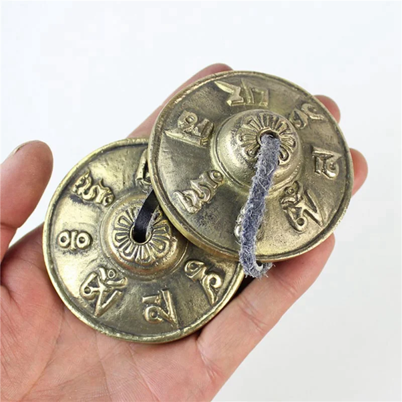 ABUE-5X Yoga Cymbals Brass Cymbal Bell Chimes Tibetan Buddhist Style Tingsha Meditation Yoga Accessory Instrument Cymbals,C