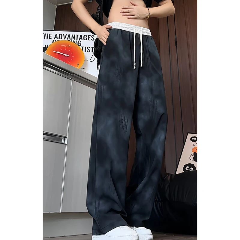 Summer Men's Casual Pants Fashion Dirty Style Loose Men Straight Trousers All Match Comfortable Ice Silk Pants For Man Clothing