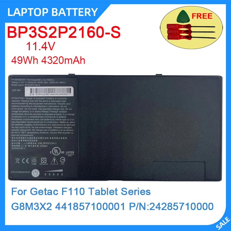 

New Laptop Battery BP3S2P2160-S 11.4V 49Wh 4320mAh High Quality For Getac F110 Tablet Series G8M3X2 441857100001 P/N:24285710000