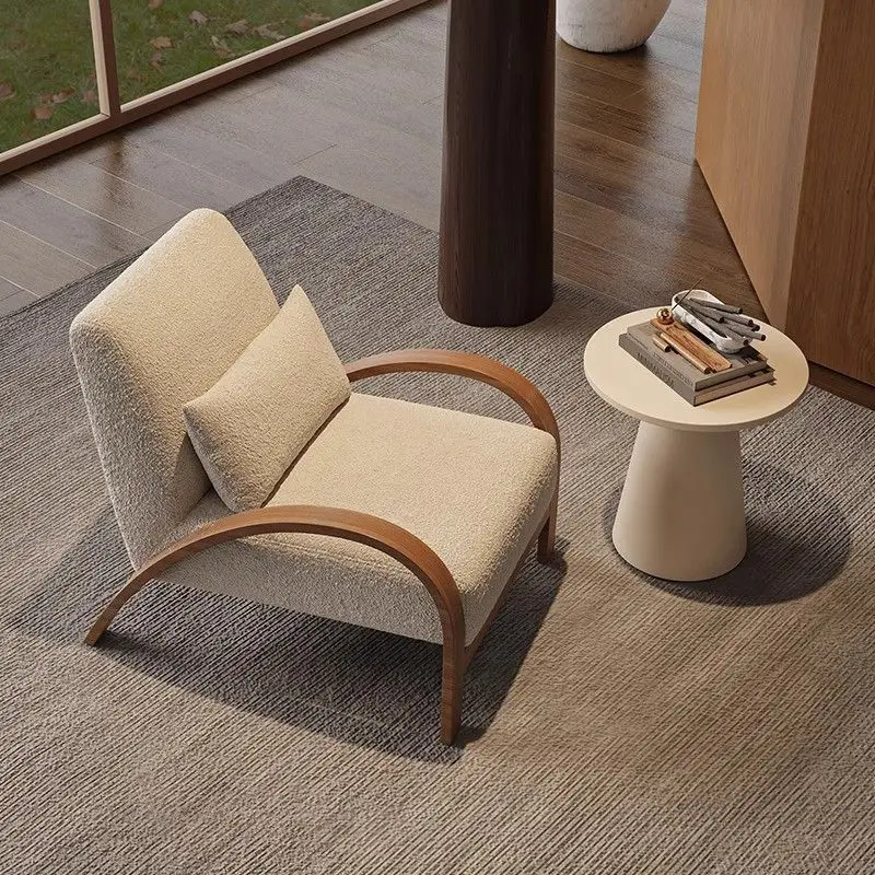 Wabi-Sabi Style Single Sofa Chair: Designer Couch for Living Room, Bedroom, and Balcony with Japanese Creamy Aesthetic