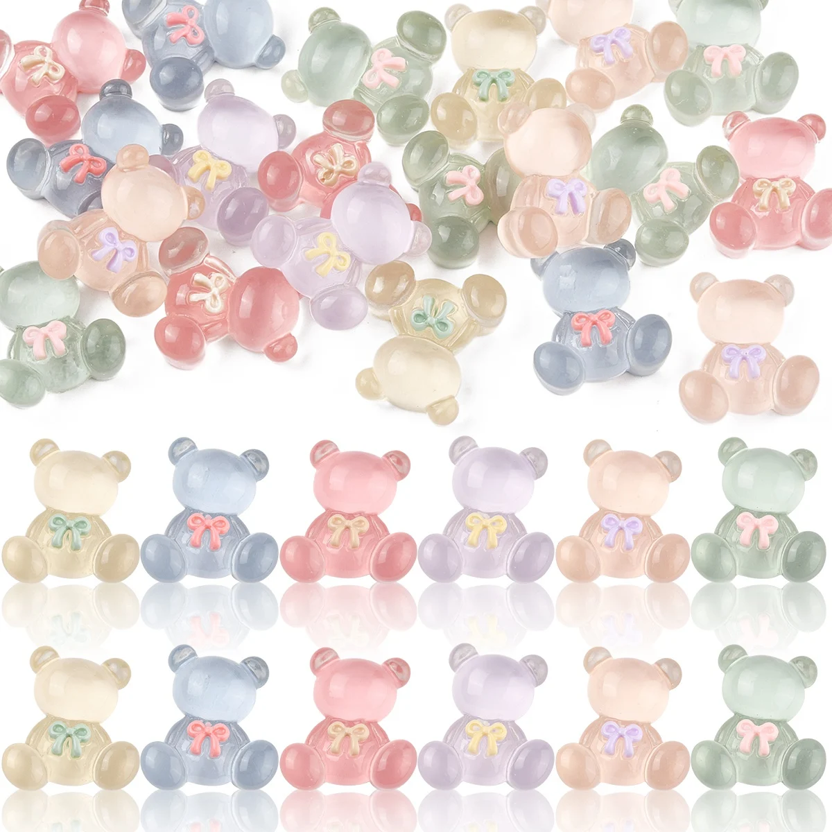 

20Pcs Bear Translucent Resin Decoden Cabochons, for DIY Jewelry Making