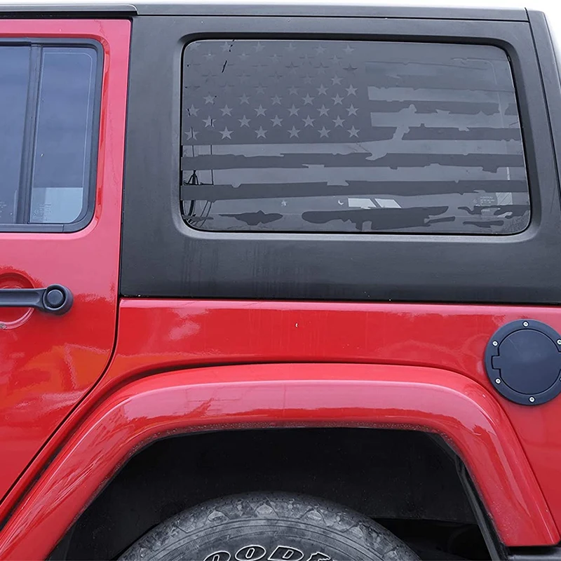 

Hardtop Window USA Distressed Flag Decals American Flag Stickers For Jeep Wrangler 2011-2017 JK 4 Door, 1 Pair-A61E