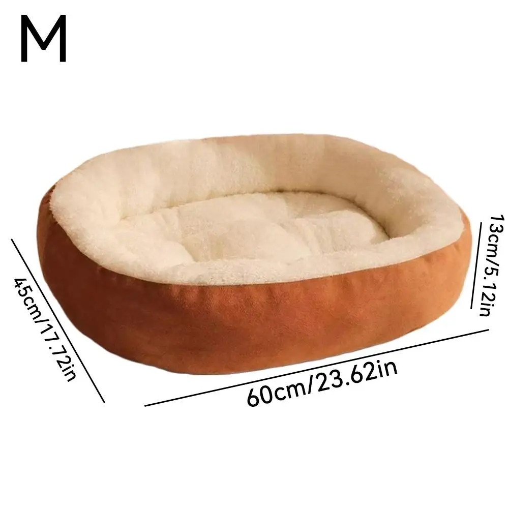 Dickes, warmes Plüsch-Haustierbett für Herbst und Winter, ganzjährig nutzbar, ovales Nest für kleine, mittelgroße und große Hunde und Katzen. – Detail 14