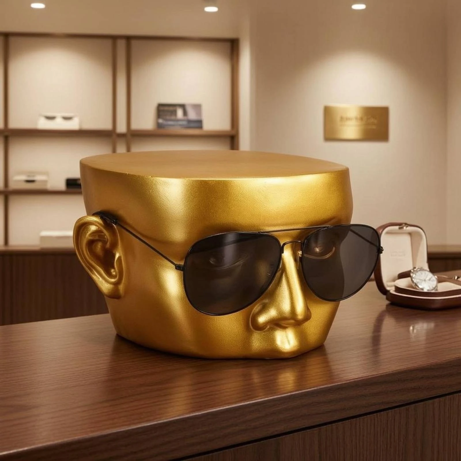 Eyeglasses Display Stand Resin Fiber Sunglasses Display Bust Mannequin Head Stand Molded Ears Shop Fixture Home Use
