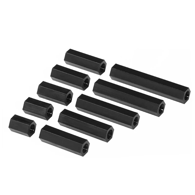 500pcs M3 Hexagon Black Nylon Standoff Spacer M3x5/6/8/10/12/15/18/20/22/25mm Nylon Flat Hex Spacer for PCB Board Pillar