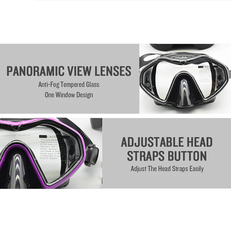 Adult Tempered Glass Diving Mask - Anti - Fog, Adjustable Strap, Silicone Skirt - Perfect for Snorkeling & Swimming