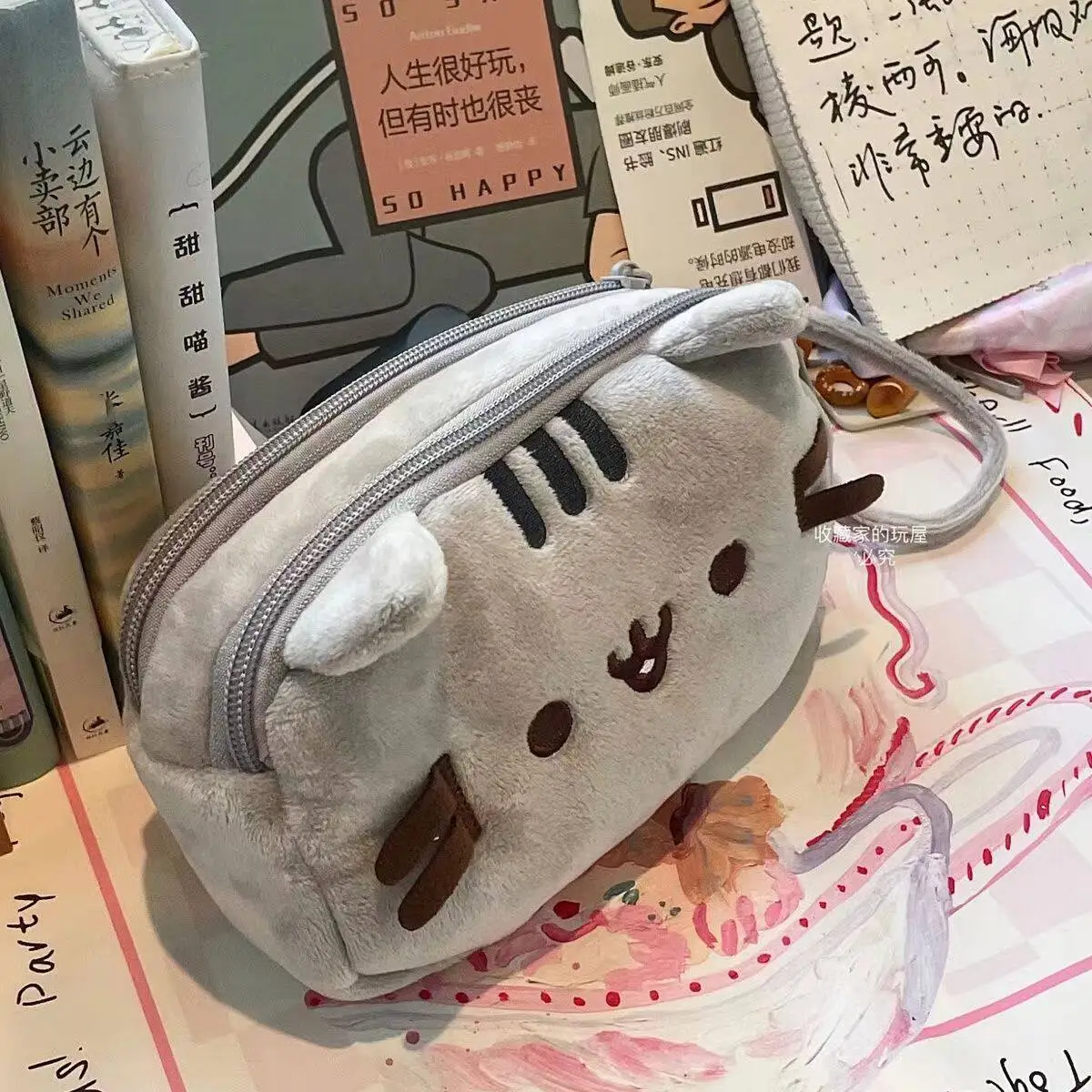 Cute Pusheen Style Cat Cosmetic Pouch Large Capacity Makeup Bag Stationery Pencil Case with for Teens Travel School Studen Gifts
