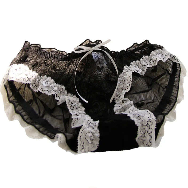 New Kawaii Panties Cute Lolita Princess Lace Briefs Women Lingerie Girls Bowknot Ruffles Underwear Sexy Panties