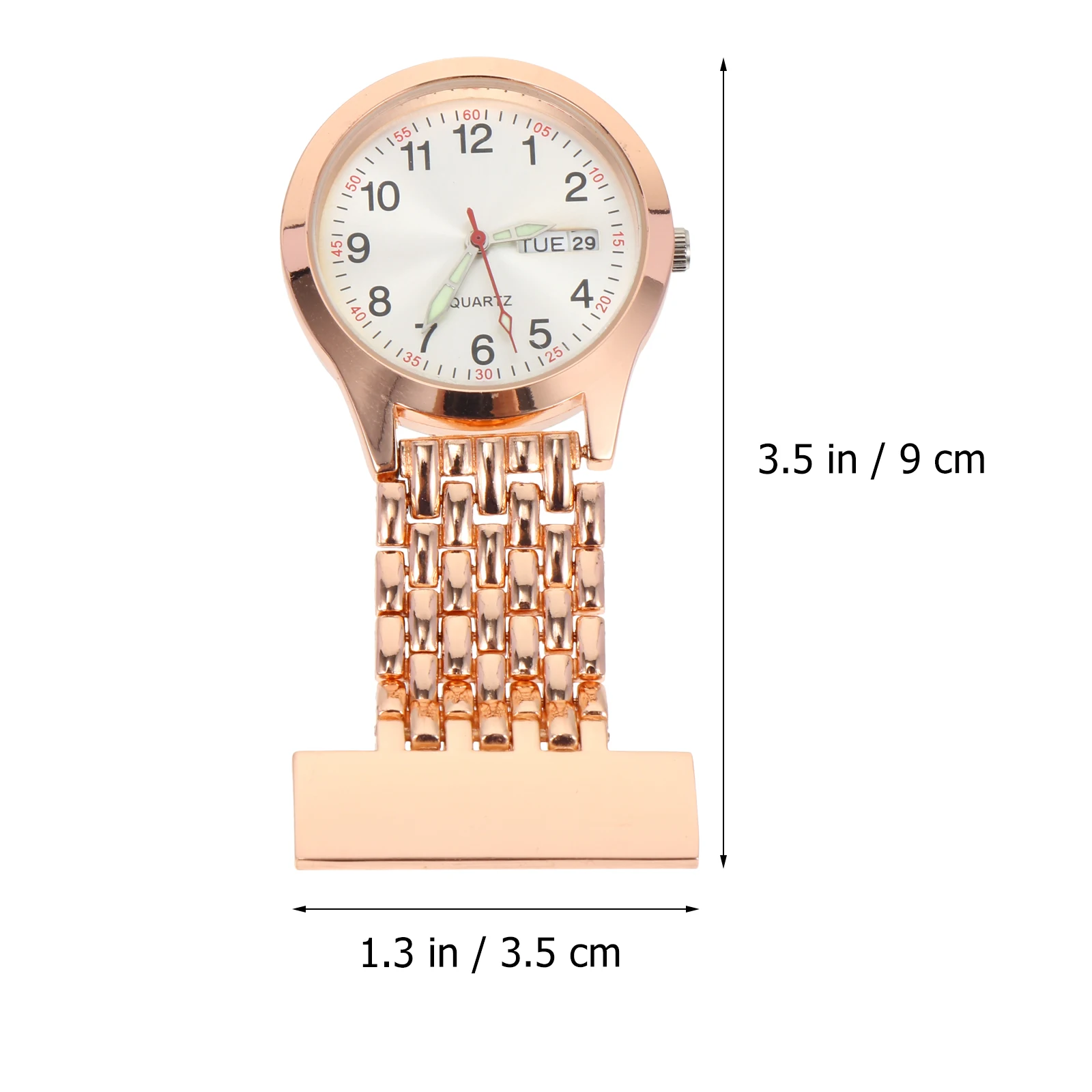 

Nurse Pocket Watch Clip Badge Rose Gold Durable Materials Simple Design Luminous Night Time Accurate Great Gift