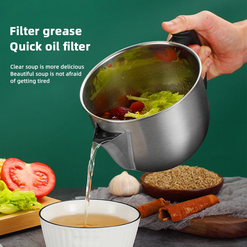 

Obelix 1400ML Multi-Use Stainless Steel Gravy Oil Soup Fat Separator Grease Oiler Strainer Bowl Kitchen Grease Cooking Tools