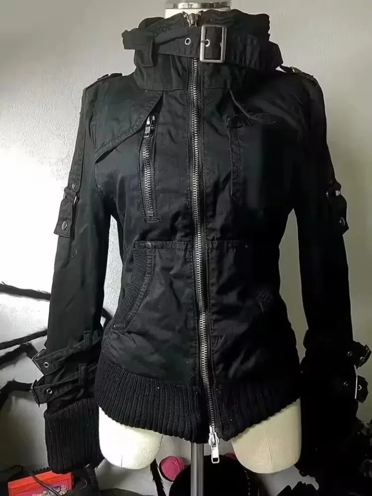 Amerikanische Vintage Punk Jacke Casual Frauen Langarm Sweatshirt Vintage Jacke Y2K Gothic Stil Mantel Fit Herbst Weibliche Kleidung