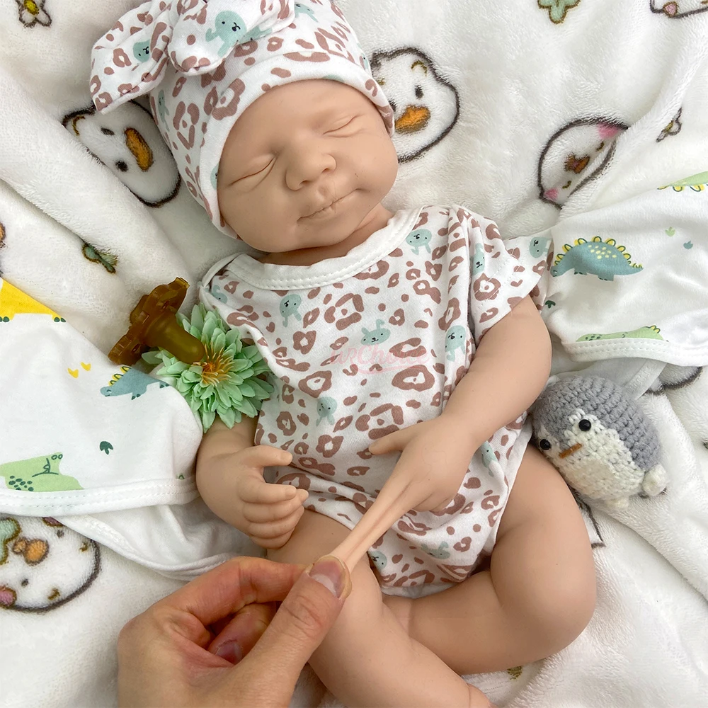 Open Mouth 20 Inch Realistic Silicone Reborn Doll Handmade Weighted Reborn Doll Close Eyes Newborn Christmas Gift Pascale