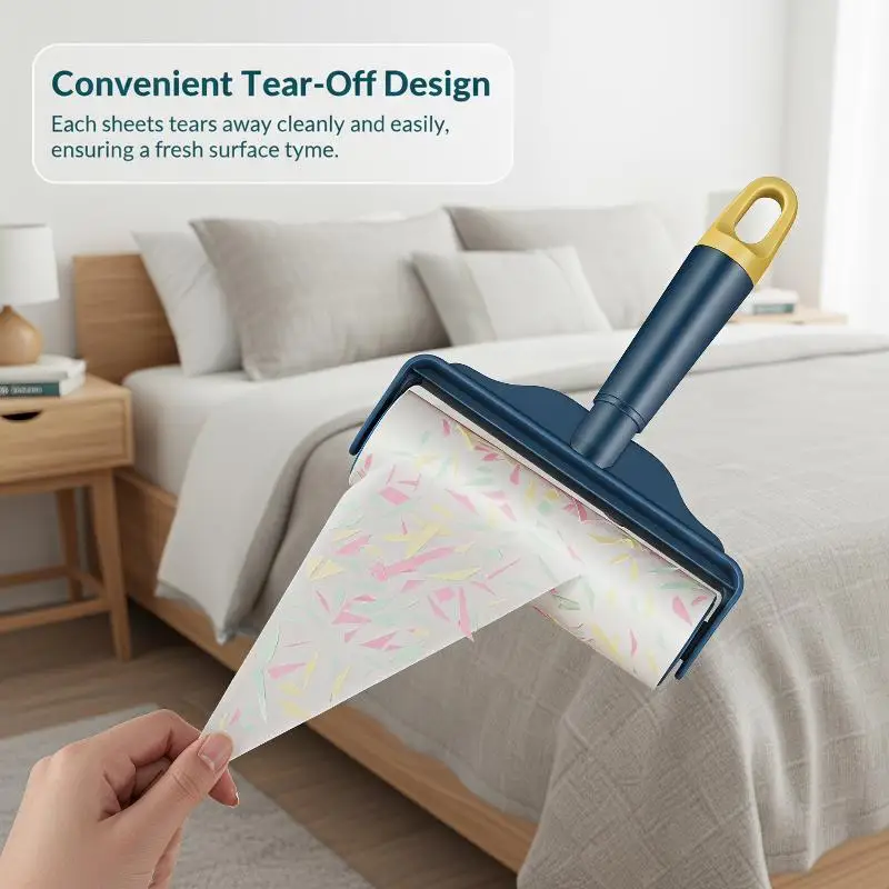 Sticky Lint Roller Brush Tearable Paper Extra Sticky Pet Hair Lint Remover for Clothes Bed Couch Office Daily Cleaning Use