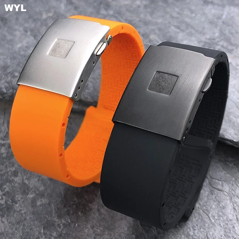 20mm 21mm Black Orange Silicone Rubber Strap FOR Tissot TOUCH COLLECTION EXPERT SOLAR Series T091T013 T081 Men\'s Watch bracelet