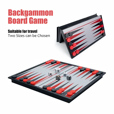 Folding Magnetic Backgammon Set Board Game with 2 Sizes Portable Travel Educational Puzzle Toy for Kids Boys Girls Gift