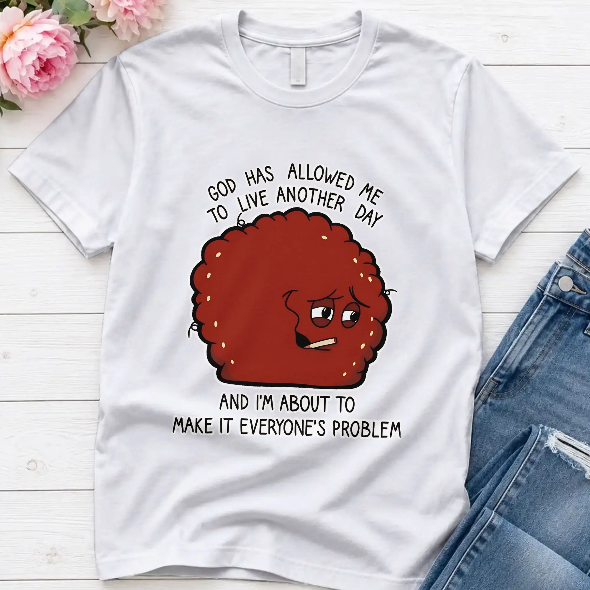 Men's God Had Allowed Me To Live Another Day T Shirt Aqua Teen Hunger Force 100% Cotton Clothes Round Neck Tees Gift T-Shirts