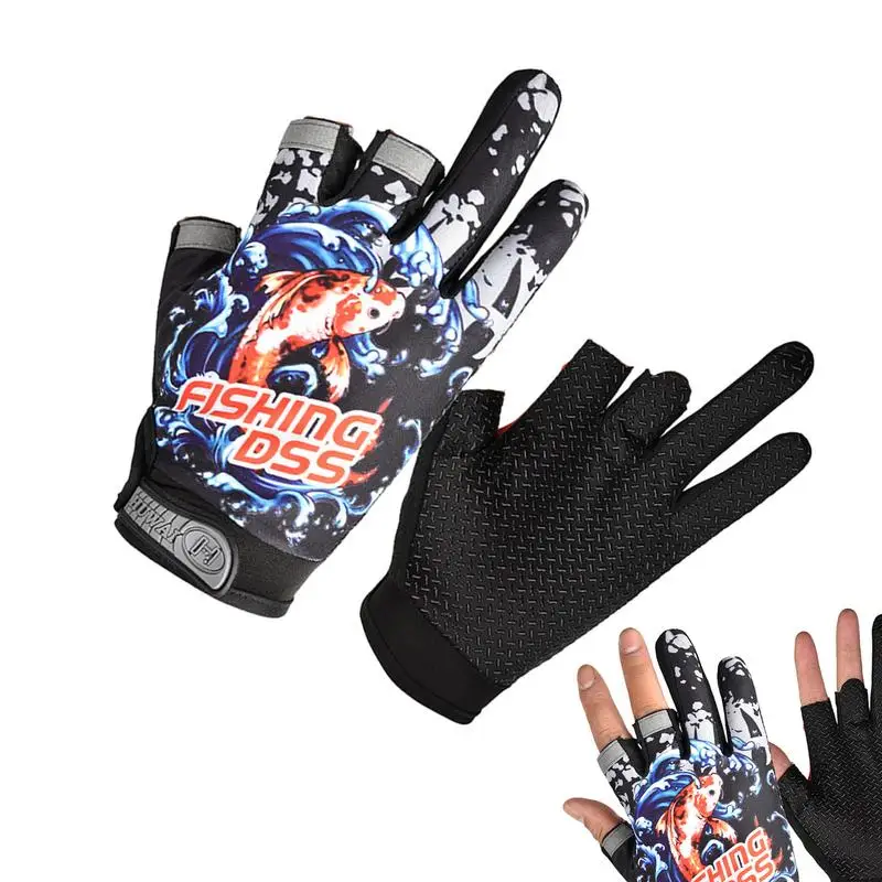 Guantes de pesca para mujer, guantes de manipulación de peces con dedos de 3 cortes, manoplas de pesca en hielo, guantes antideslizantes con agujeros para los dedos, protección UV