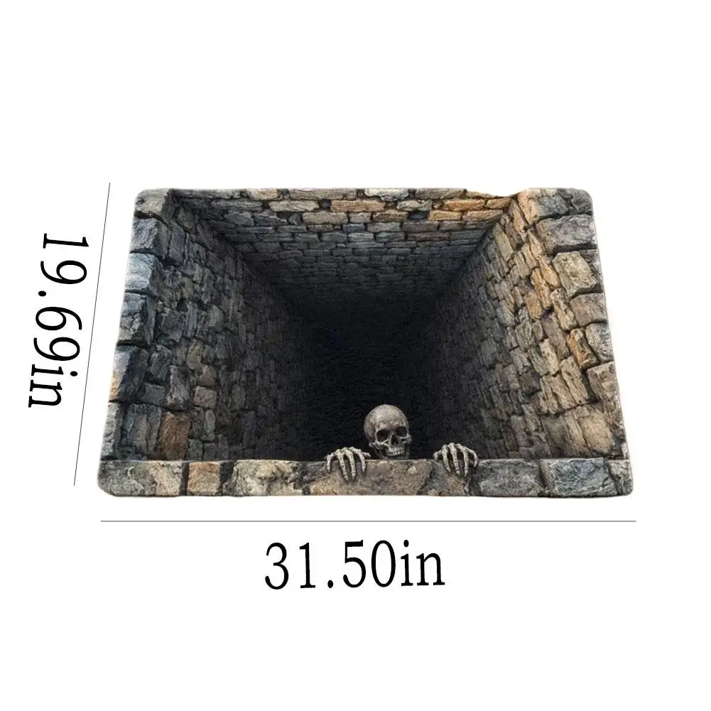 3D Rugs Stereoscopic Door Mat Halloween Christmas Anti-Slip Hole Doormat Bedroom Living Room Bathroom 3D Illusion Hole Rug