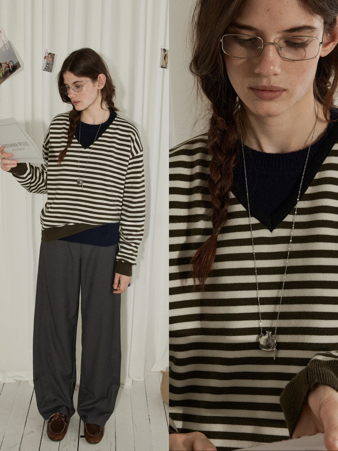 

Lofi Choose Women's Knitted Loose Fit Overhead Sweater Stripe Pattern Autumn Casual Comfortable Polyester Blend Long Sve V...