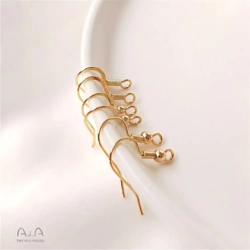 14K Gold Plated Allergy - resistant flat hook spring with beaded earrings Accessories Hand - made earrings DIY materials