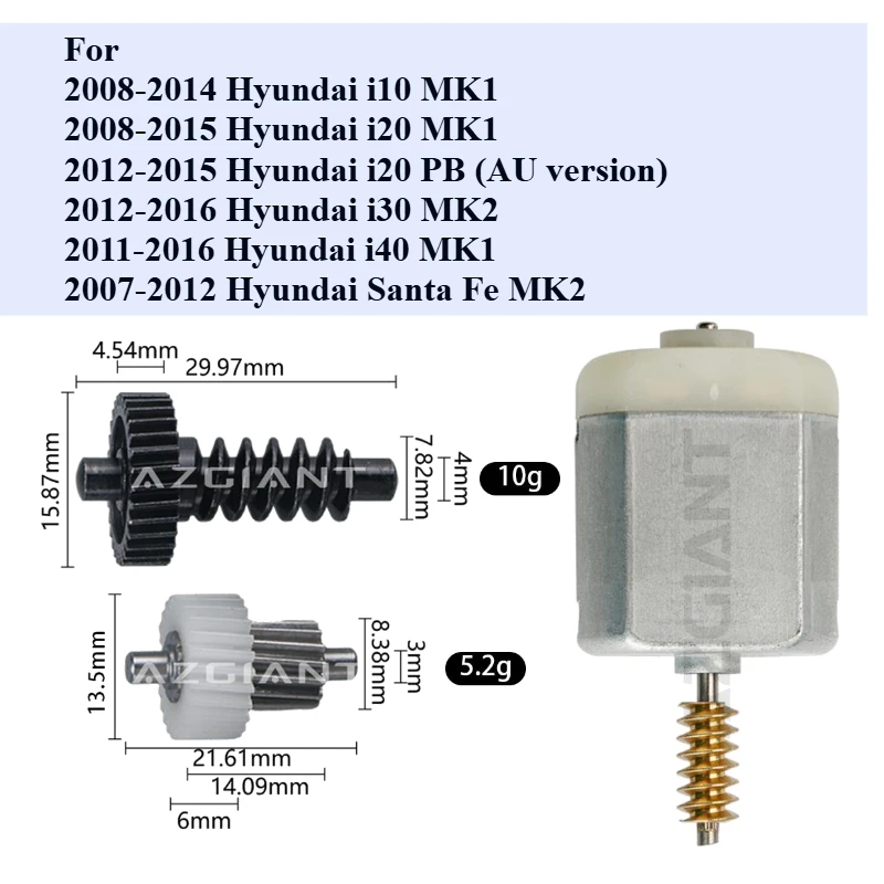 For Hyundai i10 i20 PB i30 i40 Santa Fe Car Side Wing Exterior Reversing Rearview Folding Mirrors Motor Gear Cog Repair Kit