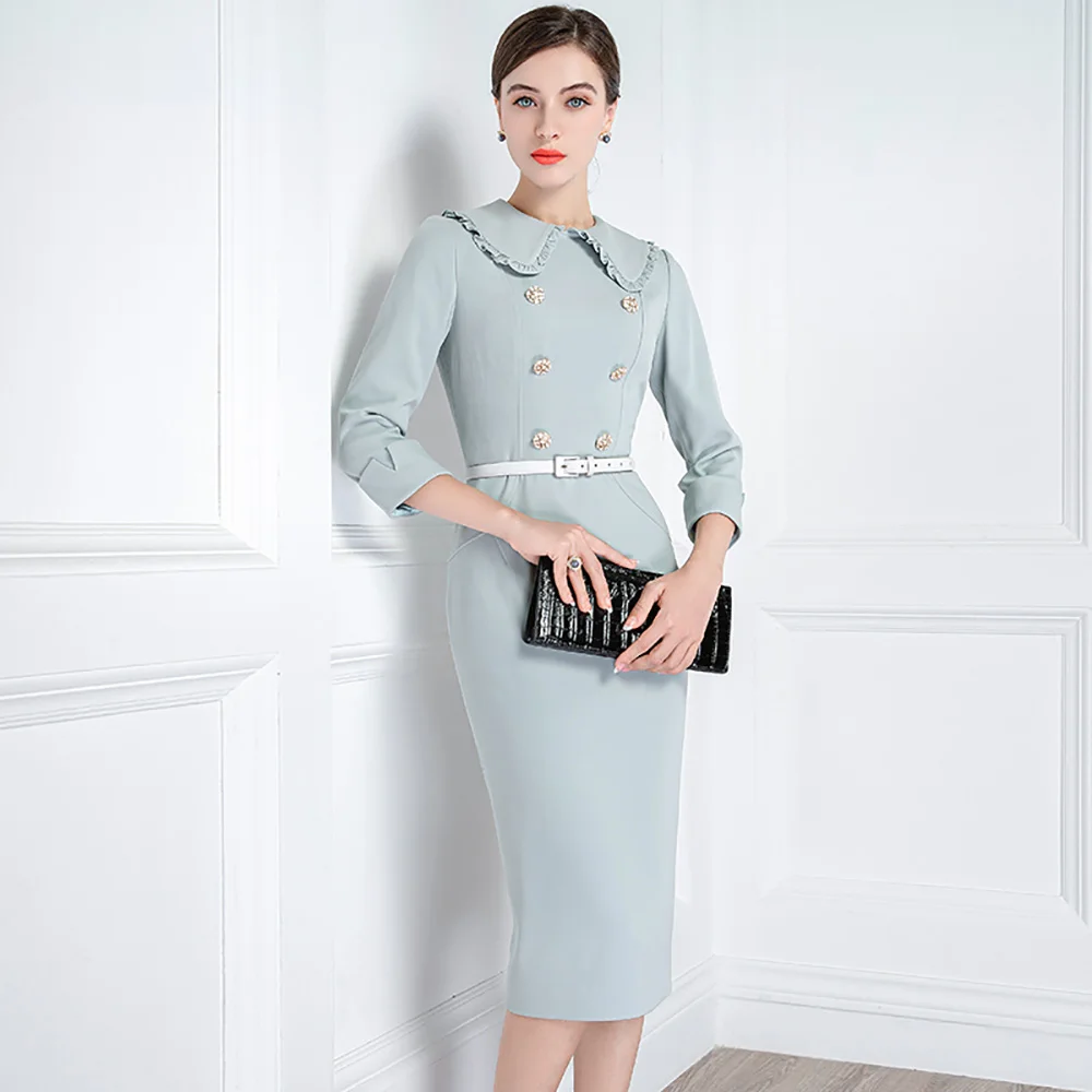 Fashion Dress High End Temperament Early Autumn New Women's French Retro Doll Collar