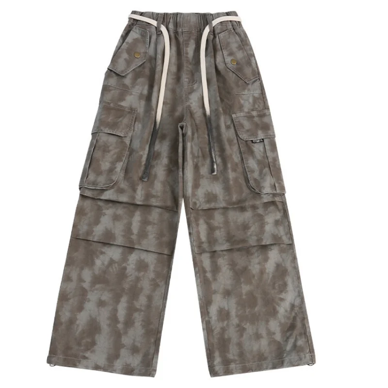 2024 new girls' pants loose workwear casual pants mid to large children's clothing autumn camouflage pants trend