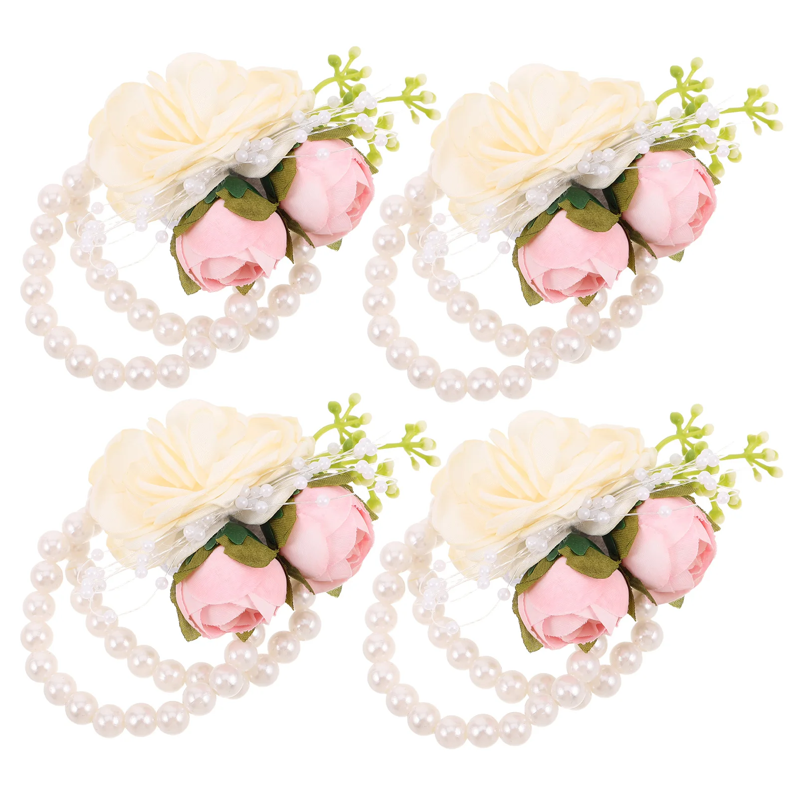 

4 Pcs Wedding Wrist Flower Bridal Accessories Artificial Corsage Bridesmaid Flowers Hand