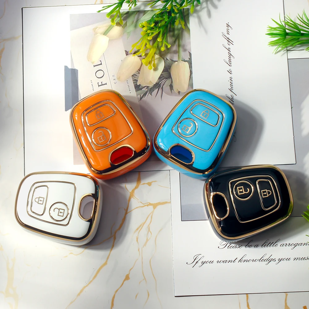 KEYOU TPU Car Key Case For Peugeot 107 206 207 307 For Citroen C1 C2 C3 C4 For Toyota Aygo 2BNT Remote Key Protect Cover Shell