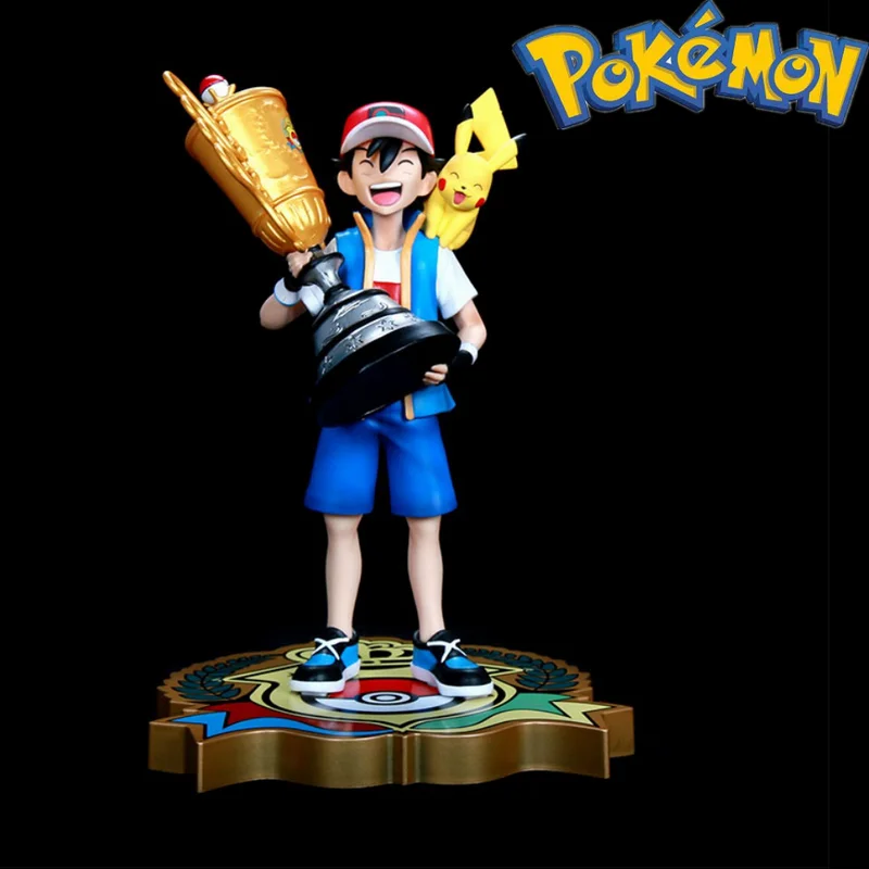 

Hot Sale 28cm Pokemon Pikachu Champion Ash Ketchum Model Cartoon Characters Around Collection Model Toys Desktop Ornaments Gifts