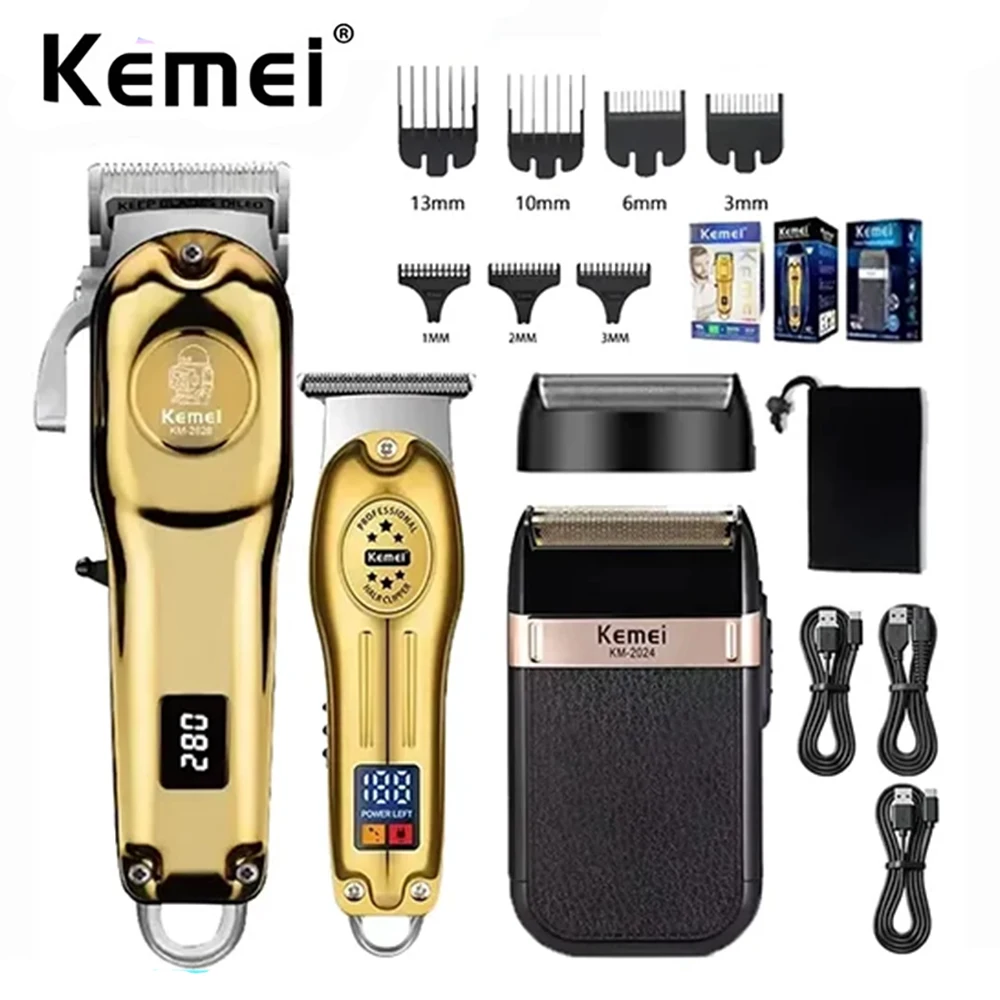 Kemei KM-2628 KM-678 KM-2024 Professional Electric Hair Clippers Beard Clipper Rechargeable Men's Shaver Hair Trimmer Kit Men